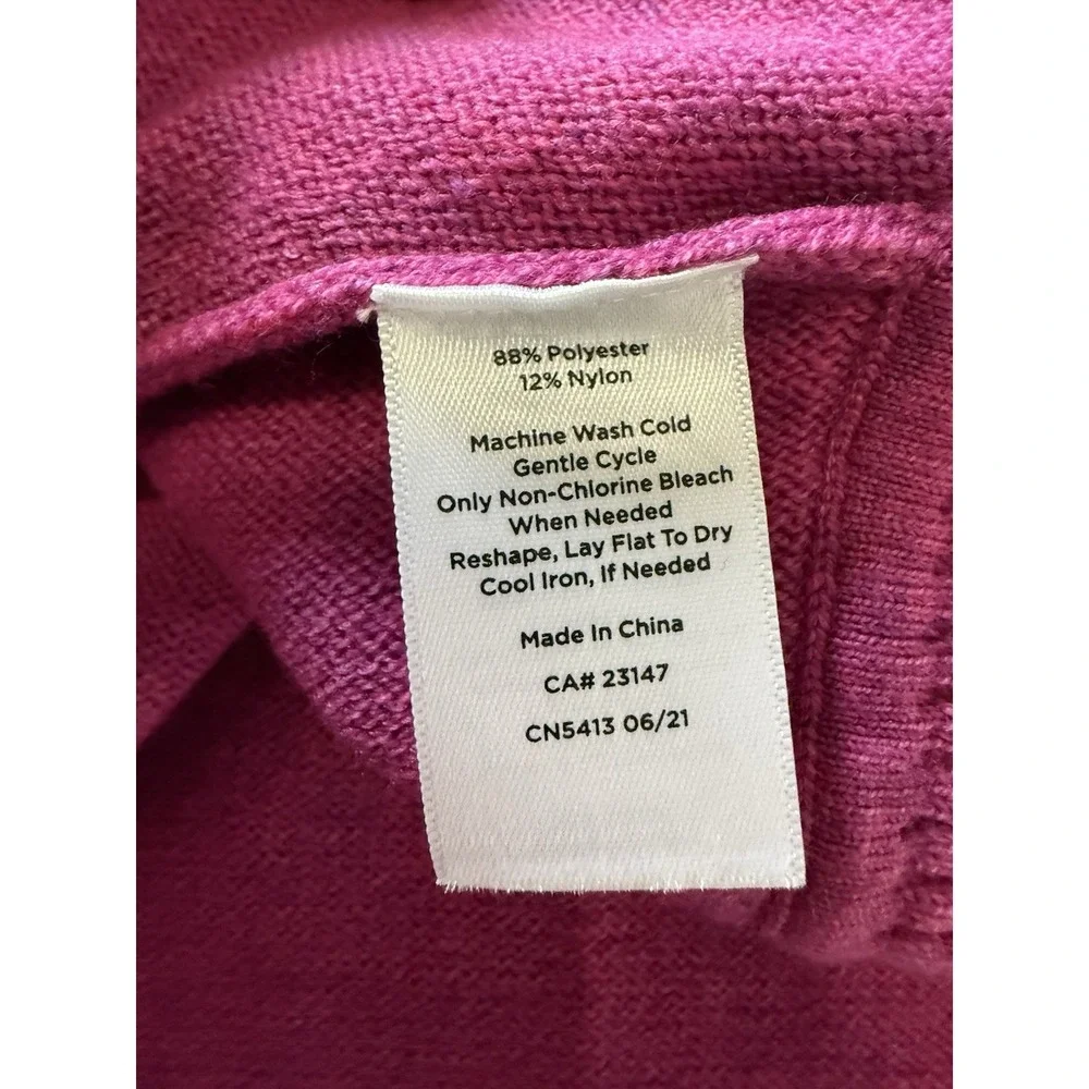 Talbots Tie Neck Soft Knit Poncho Cape Pink Purple Top Layer Sash Lightweight Lg - Picture 10 of 12